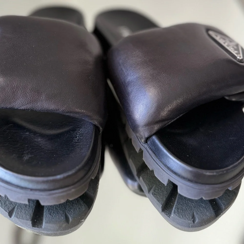 EUC Prada Soft Padded Nappa Leather Slides $1,020 36.5 - Picture 11 of 14